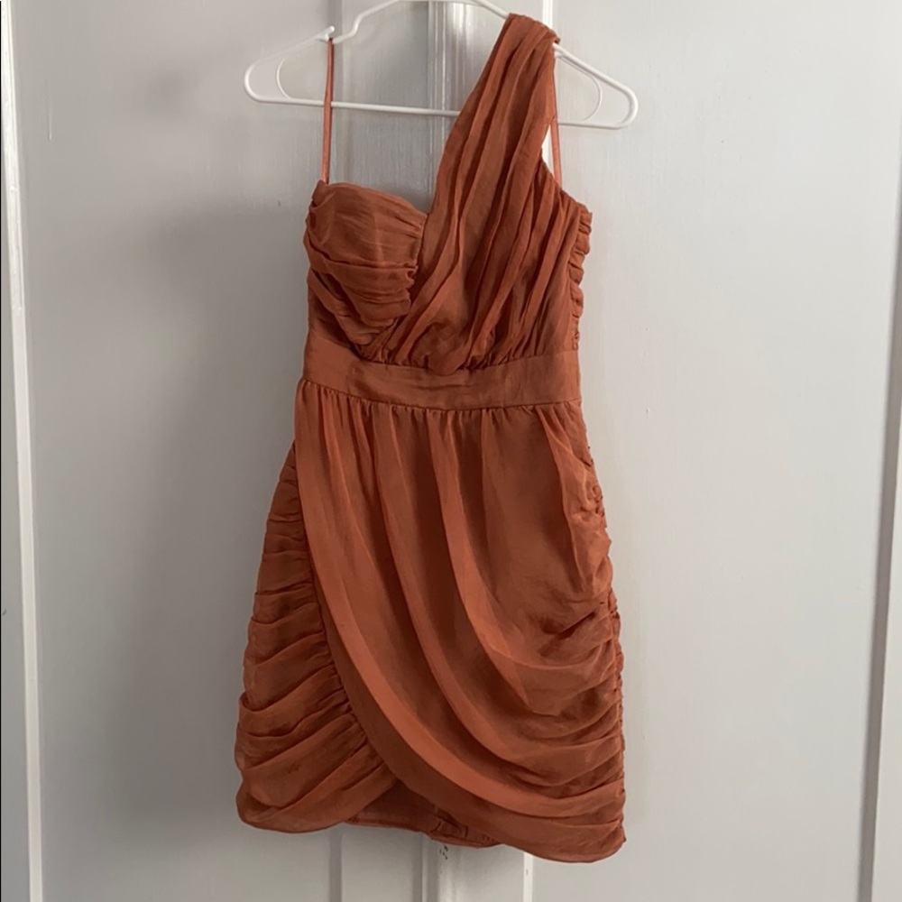 H&M Rust colored one shoulder dress